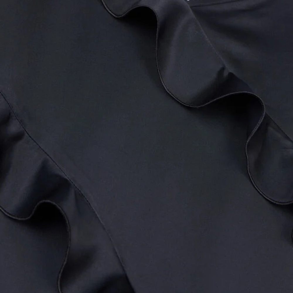 🖤💃 NWT The Kooples Ruffled Asymmetric High Slit Midi Slip Dress | Retail $325! - Picture 3 of 10